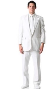 Groom in a white tuxedo